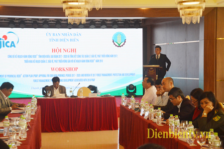 Đồng chí Lò Văn Tiến - Phó Chủ tịch UBND tỉnh Điện Biên phát biểu tại Hội nghị.