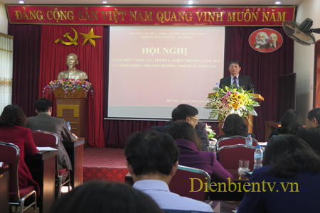 Toàn cảnh Hội nghị tổng kết công tác thi đua, khen thưởng Khối Hạ tầng Kinh tế - Kỹ thuật tỉnh Điện Biên năm 2017.