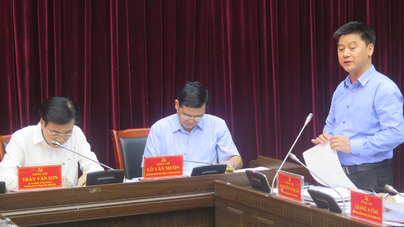 Đồng chí Nguyễn Sỹ Quân - Bí thư Huyện ủy Tủa Chùa phát biểu tại buổi làm việc