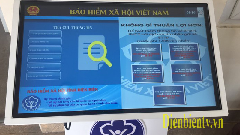 Màn hình tra cứu thông tin được lắp tại BHXH tỉnh Điện Biên