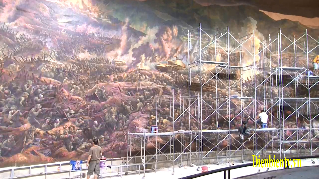 Bức tranh Panorama tại Bảo tàng chiến thắng Điện Biên Phủ đã hoàn thành 70% khối lượng.