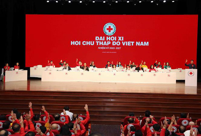 Quang cảnh Đại hội đại biểu Chữ thập đỏ Việt Nam lần thứ XI phiên thứ nhất. Ảnh: Thanh Tùng - TTXVN