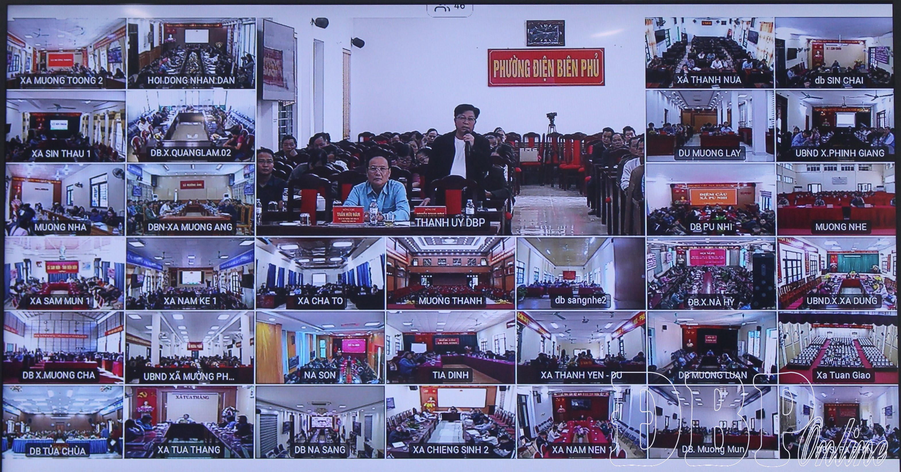 Hội nghị kết nối trực tuyến đến 45 điểm cầu xã, phường trên địa bàn tỉnh.